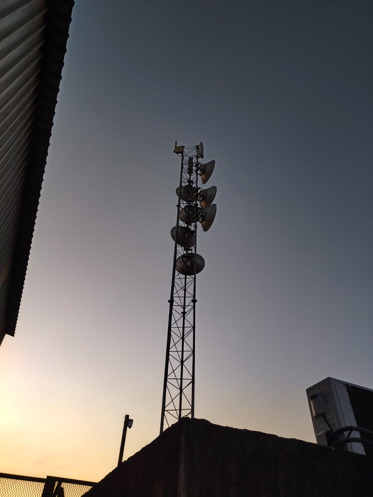 EdelNet's first and main wireless high site at sunset